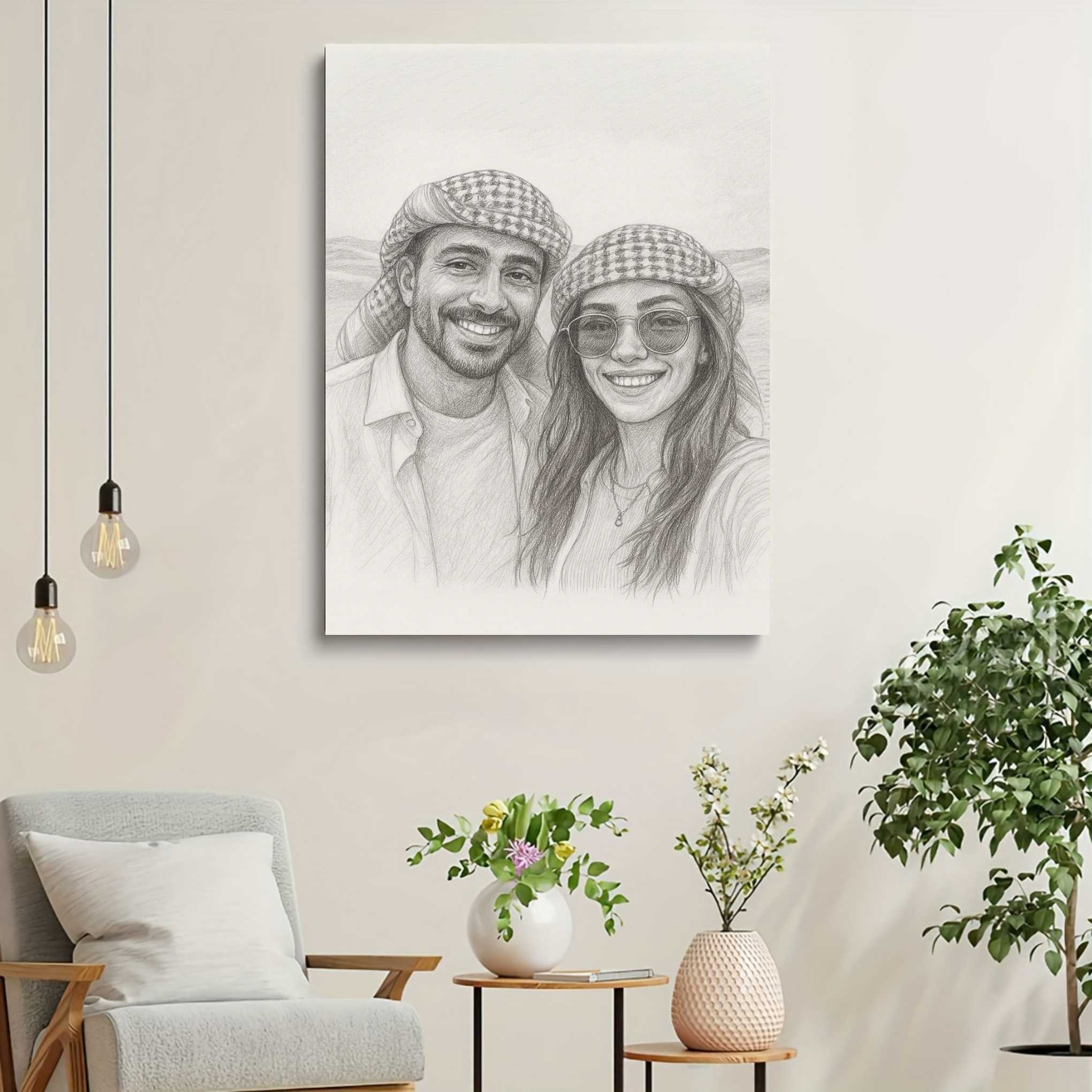 Pencil Sketch Custom Portrait – Timeless Personalized Wall Art Gift